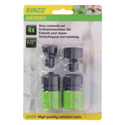 Kinzo csatlakozókészlet kerti locsolótömlőhöz 1/2" - 4 darabos