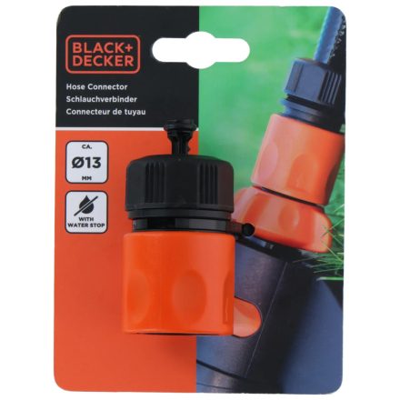 Black & Decker Gyors Tömlőcsatlakozó, Vízstopos 1/2"