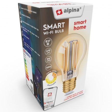 Alpina, Wifis Led Izzó, E27 Meleg Fehér Dimmelhető