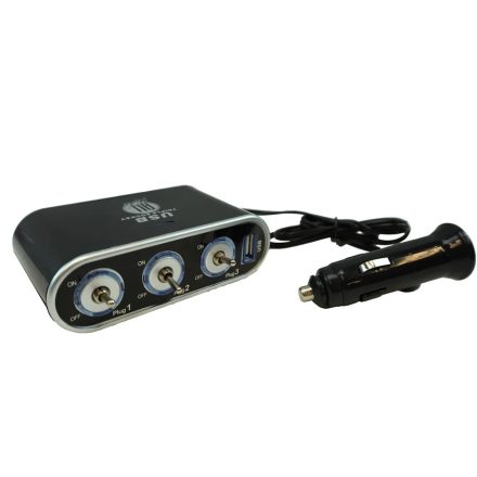All Ride 3-as Szivargyújtó Elosztó Külön Kapcsolókkal és USB Kimenettel 12/24V