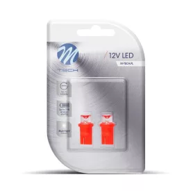 M-Tech, LB006AR T10 Led Izzó, Piros Konkáv, 12V W5W