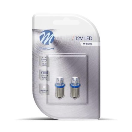M-TECH IZZÓ 12V BA9S LED KÉK PÁR KONKÁV