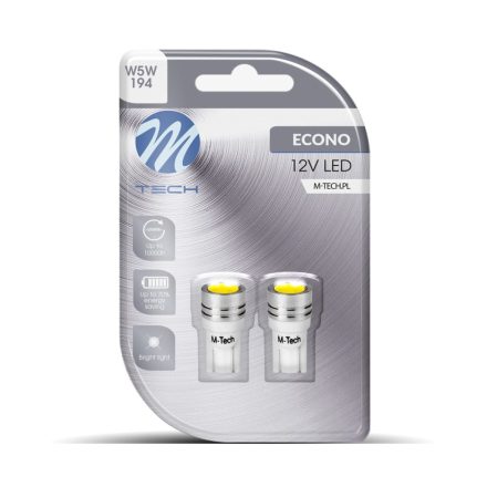 M-Tech Led Izzó 12W W5W Fehér 2db