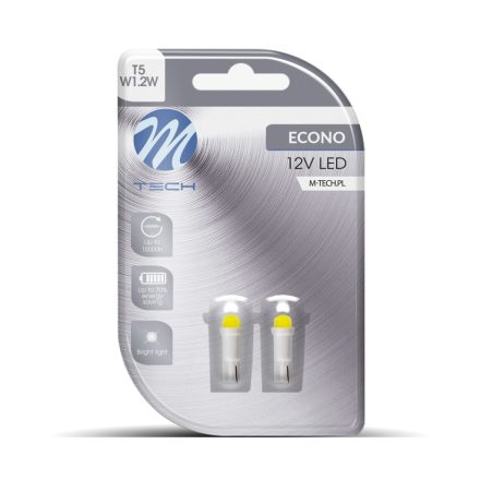M-Tech, T5 Led Izzó 12V, Fehér, Párban