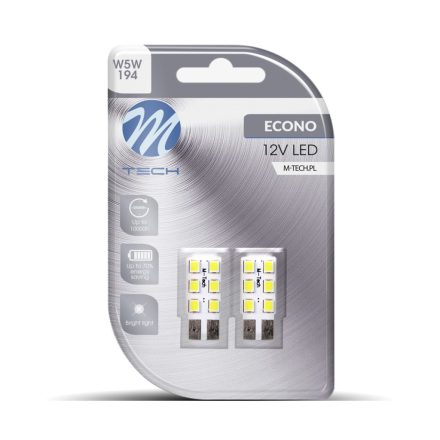 M-Tech, LB083W T10 Led Izzó, Fehér, 12V W5W