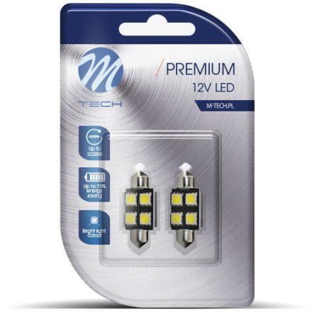 M-Tech, LB328W Szofita Led Izzó, Fehér 36mm, Canbus 12V C5W