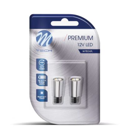 M-Tech, LB332W T10 Led Izzó, Fehér, Canbus, 12V W5W