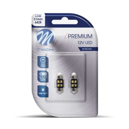 M-Tech, LB345W Szofita Led Izzó, Fehér 31mm, Canbus 12V C5W