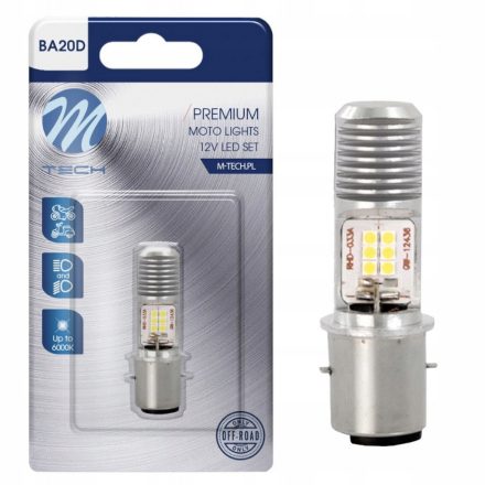 M-Tech,  LB552W-01B,  BA20D Led , Fehér, 12V