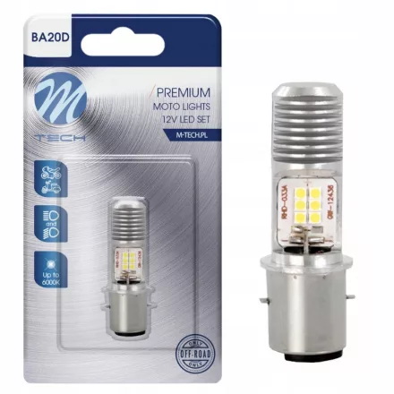 M-Tech,  LB552W-01B,  BA20D Led , Fehér, 12V