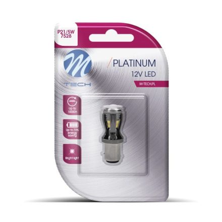 M-Tech, LB821W01B Led Izzó P21/5W, Fehér, Canbus 12V BAY15d