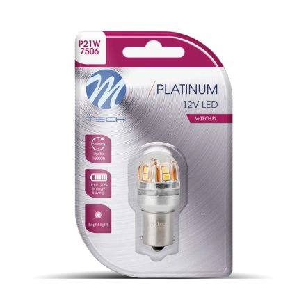 M-TECH IZZÓ 12-24V P21W LED BA15S 1DB 15X2835 SMD LED CANBUS