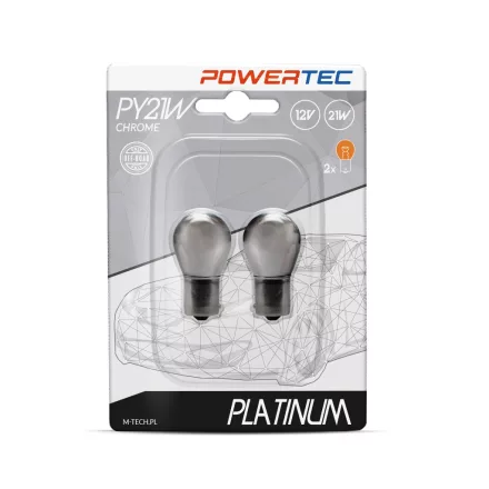 M-Tech, POWERTEC IZZÓ 12V 21W BAU15S BOROSTYÁN PÁR KRÓMOZOTT