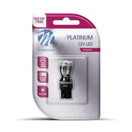 M-Tech, LB822R-01B, T20 Led Izzó, Piros, Canbus 12V W21W