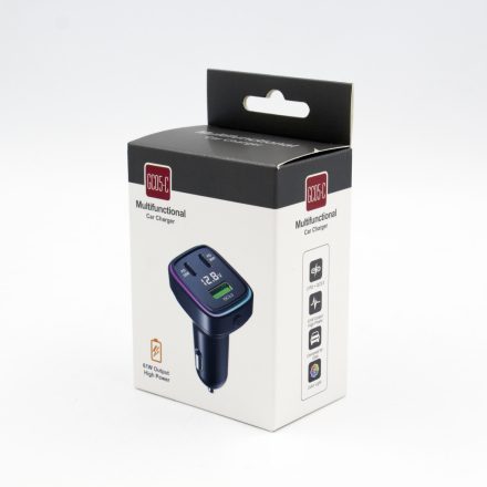 GC05C Szivargyújtós Töltő USB + 2X USB C Feszültségmérővel 61W