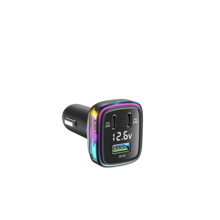 GC05C Szivargyújtós Töltő USB + 2X USB C Feszültségmérővel 61W