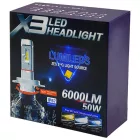 X3, H4 Led Izzó, 6000 LM 9-32V
