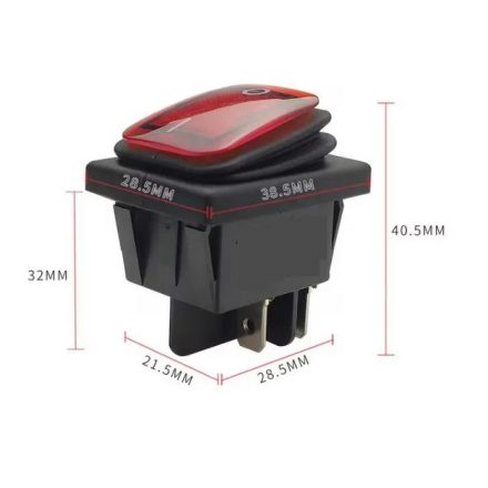 Homasita, Kapcsoló 2 állású, Piros, 250V 30A, 4Lábú Vízálló