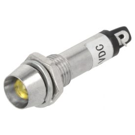 12 V-os XD8-1 8mm-es vízálló, Fém jelzőlámpa, Sárga