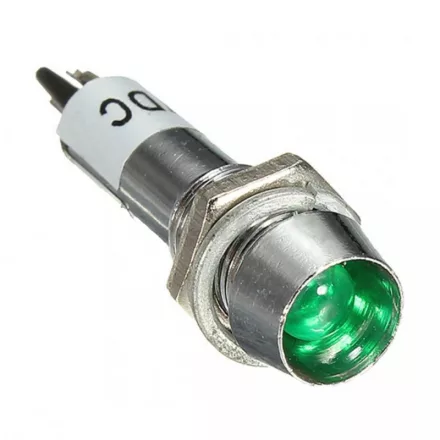 12 V-os XD8-1 8mm-es vízálló, Fém jelzőlámpa, Zöld